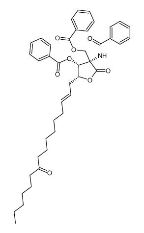 2-benzoylamino-2-benzoyloxymethyl-2,5-dideoxy-3-O-benzoyl-5-(E)-9-oxopentadec-1-enyl-D-lyxono-1,4-lactone结构式