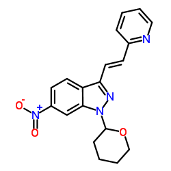 (E)-6-硝基-3-[2-(吡啶-2-基)乙烯基]-1-(四氢-2H-吡喃-2-基)-1H-吲唑结构式