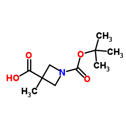 1-(叔丁氧基羰基)-3-甲基氮杂丁烷-3-羧酸结构式