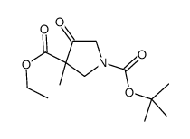 1-叔丁基3-乙基3-甲基-4-氧吡咯烷-1,3-二羧酸酯结构式