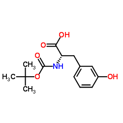 (S)-2-叔丁氧基羰基氨基-3-(3-羟基苯基)-丙酸结构式