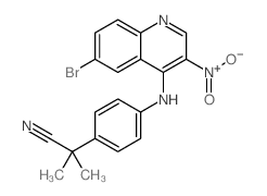 2-(4-(6-溴-3-硝基喹啉-4-基氨基)苯基)-2-甲基丙腈结构式