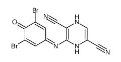 3-[(3,5-dibromo-4-oxocyclohexa-2,5-dien-1-ylidene)amino]-1,4-dihydropyrazine-2,5-dicarbonitrile结构式