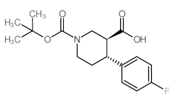 (3S,4r)-1-(叔丁氧基羰基)-4-(4-氟苯基)哌啶-3-羧酸结构式