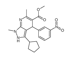 methyl 3-cyclopentyl-4,7-dihydro-1,6-dimethyl-4-(3-nitrophenyl)pyrazolo(3,4-b)pyridine-5-carboxylate结构式