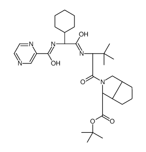 tert-butyl (3S,3aS,6aR)-2-[(2S)-2-[[(2S)-2-cyclohexyl-2-(pyrazine-2-carbonylamino)acetyl]amino]-3,3-dimethylbutanoyl]-3,3a,4,5,6,6a-hexahydro-1H-cyclopenta[c]pyrrole-3-carboxylate结构式