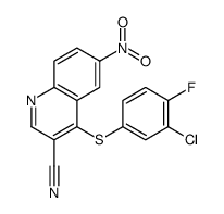 4-(3-chloro-4-fluorophenyl)sulfanyl-6-nitroquinoline-3-carbonitrile结构式
