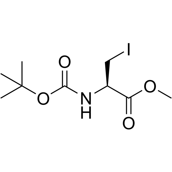 N-(叔-丁氧基羰基)-3-碘-L-丙氨酸甲酯结构式