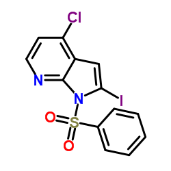 1-苯磺酰基-4-氯-2-碘-7-氮杂吲哚结构式