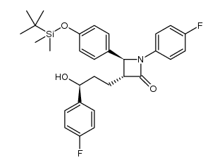 2-​Azetidinone, 4-​[4-​[[(1,​1-​dimethylethyl)​dimethylsilyl]​oxy]​phenyl]​-​1-​(4-​fluorophenyl)​-​3-​[(3S)​-​3-​(4-​fluorophenyl)​-​3-​hydroxypropyl]​-​, (3R,​4S)​结构式
