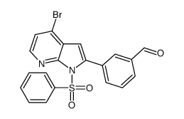 3-[4-Bromo-1-(phenylsulfonyl)-1H-pyrrolo[2,3-b]pyridin-2-yl]benza ldehyde结构式
