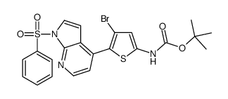 2-Methyl-2-propanyl {4-bromo-5-[1-(phenylsulfonyl)-1H-pyrrolo[2,3 -b]pyridin-4-yl]-2-thienyl}carbamate结构式