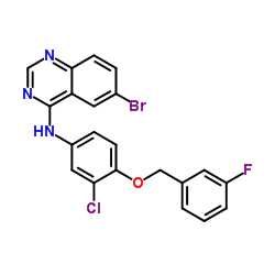 6-溴-N-[3-氯-4-[(3-氟苯基)甲氧基]苯基]喹唑啉-4-胺结构式