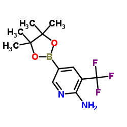 5-(4,4,5,5-四甲基-1,3,2-二噁硼烷-2-基)-3-(三氟甲基)吡啶-2-胺结构式