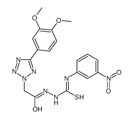 2H-Tetrazole-2-acetic acid, 5-(3,4-dimethoxyphenyl)-, 2-(((3-nitrophen yl)amino)thioxomethyl)hydrazide结构式
