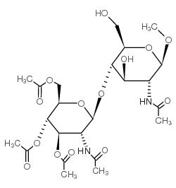 甲基2-乙酰胺基-4-O-(2-乙酰氨基-3,4,6-三-O-乙酰基-&beta;-D-吡喃葡萄糖基)-2-脱氧-&beta;-D-吡喃葡萄糖苷结构式