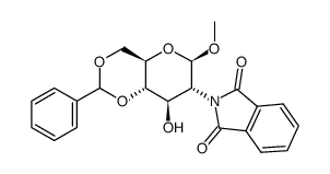 甲基4,6-O-亚苄基-2-脱氧-2-N-邻苯二甲酰亚胺基-&beta;-D-吡喃葡萄糖苷结构式