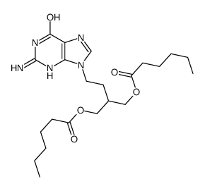 [4-(2-amino-6-oxo-3H-purin-9-yl)-2-(hexanoyloxymethyl)butyl] hexanoate结构式